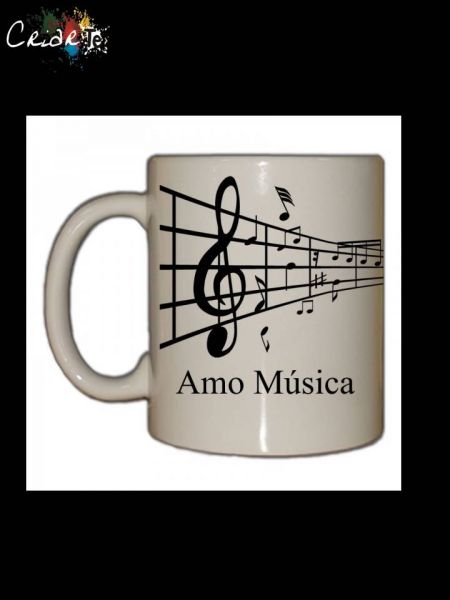 Caneca de ceramica - Amo Música